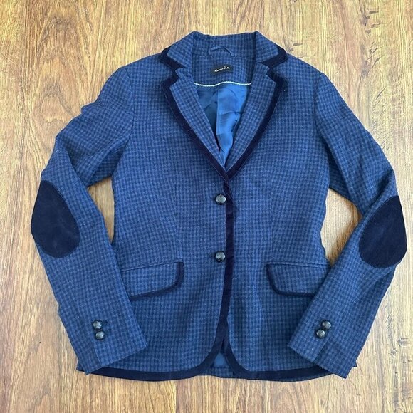 Massimo Dutti wool plaid two button jacket blazer - Picture 1 of 7
